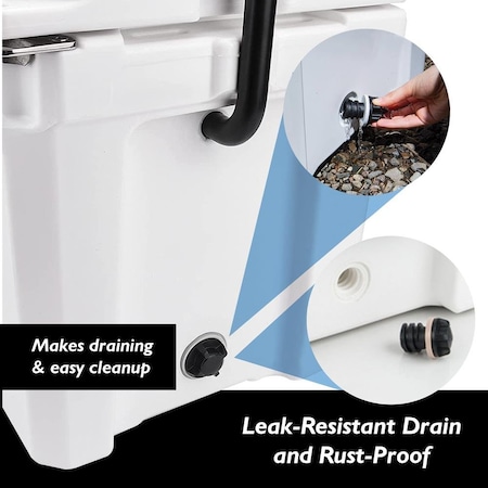 Serenelife Portable Cooler Box - Holds Up to 63 Cans, Keeps Ice Up to 5 Days, Heavy-Duty 25-Quart (White) SLCB25